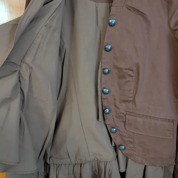 Free People Brown Blazer with Ruffle Detail - Picture 3 of 5